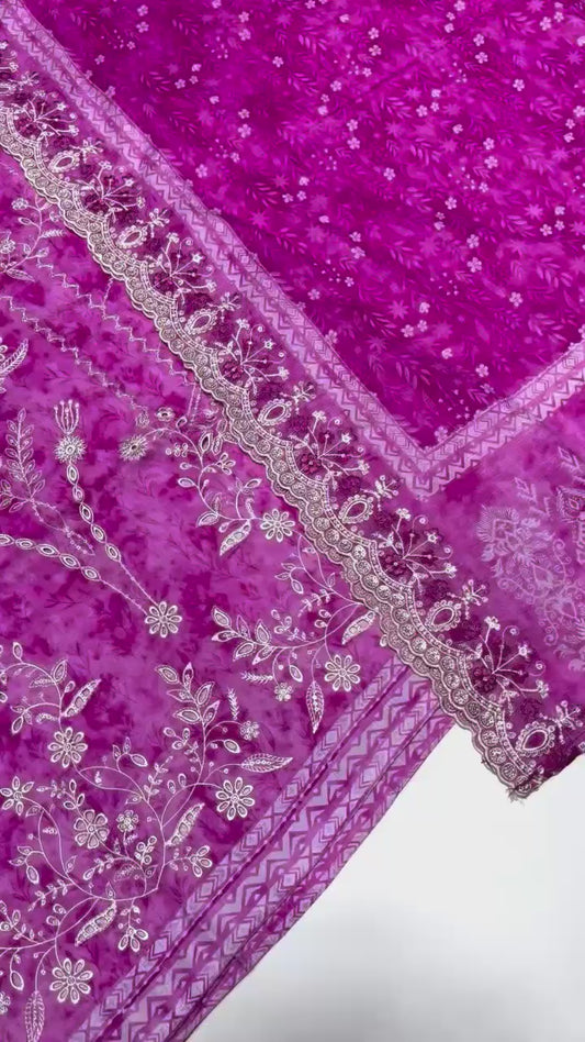 Shocking Pink Doria Lawn 3PC